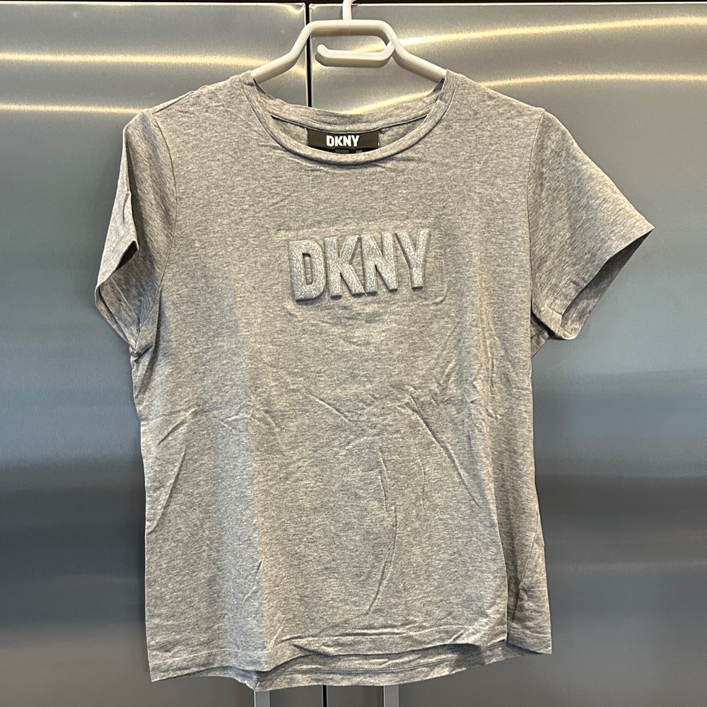 DKNY Heather Gray Embossed Logo Tee